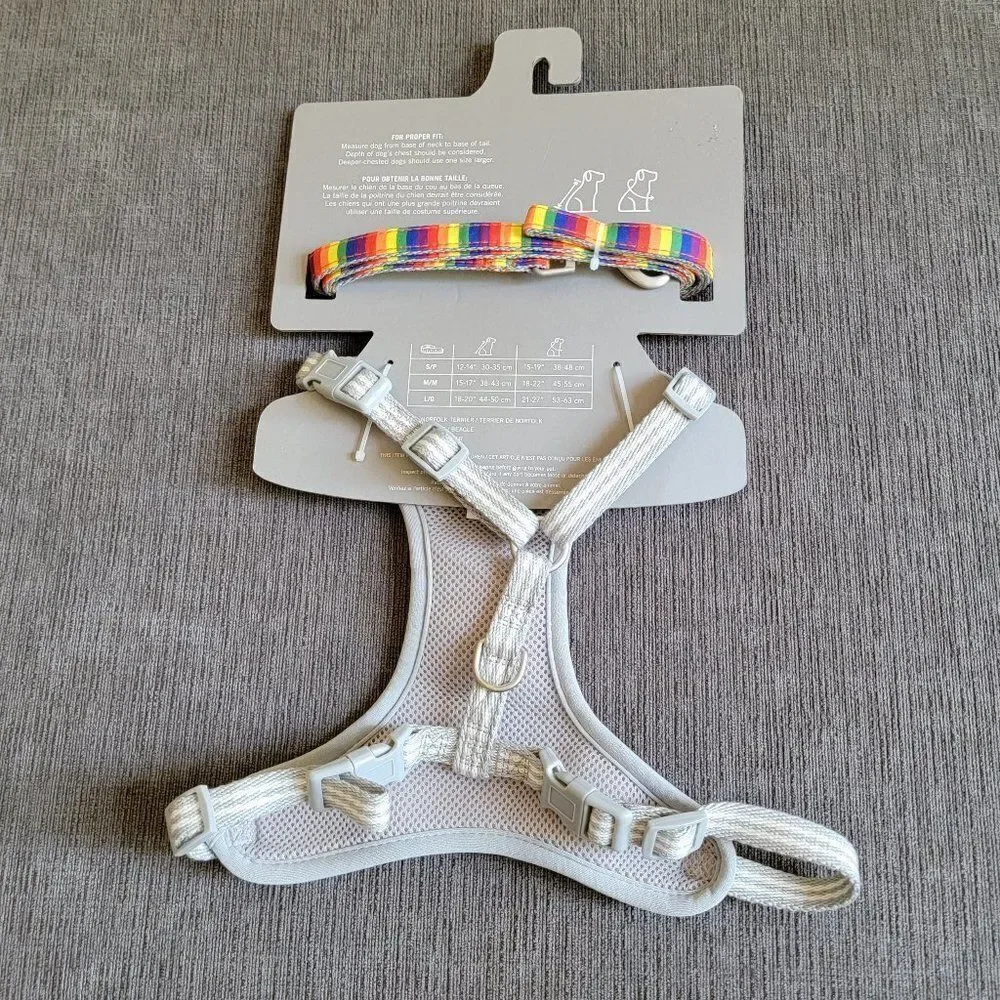 Live Love Bark Pride Dog Harness and matching leash Set Sz Medium